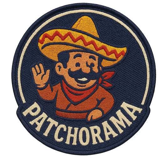 Custom embroidered patch with merrow border and iron-on backing